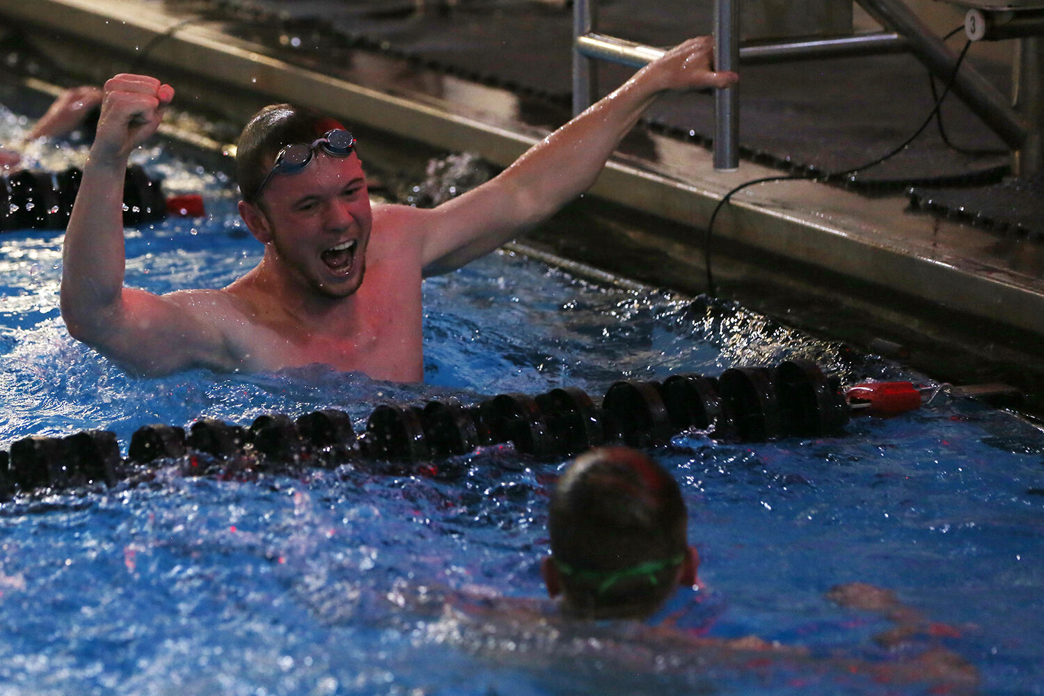 John Wonka celebrates with teammate Ryer Morrison